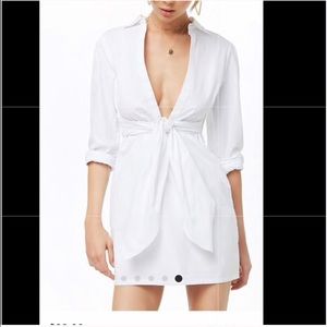 Plunging white mini dress
